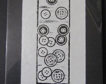 Sewing Buttons button woodcut Woodblock print Engraving Moku Hanga Japanese Washi signed Clark