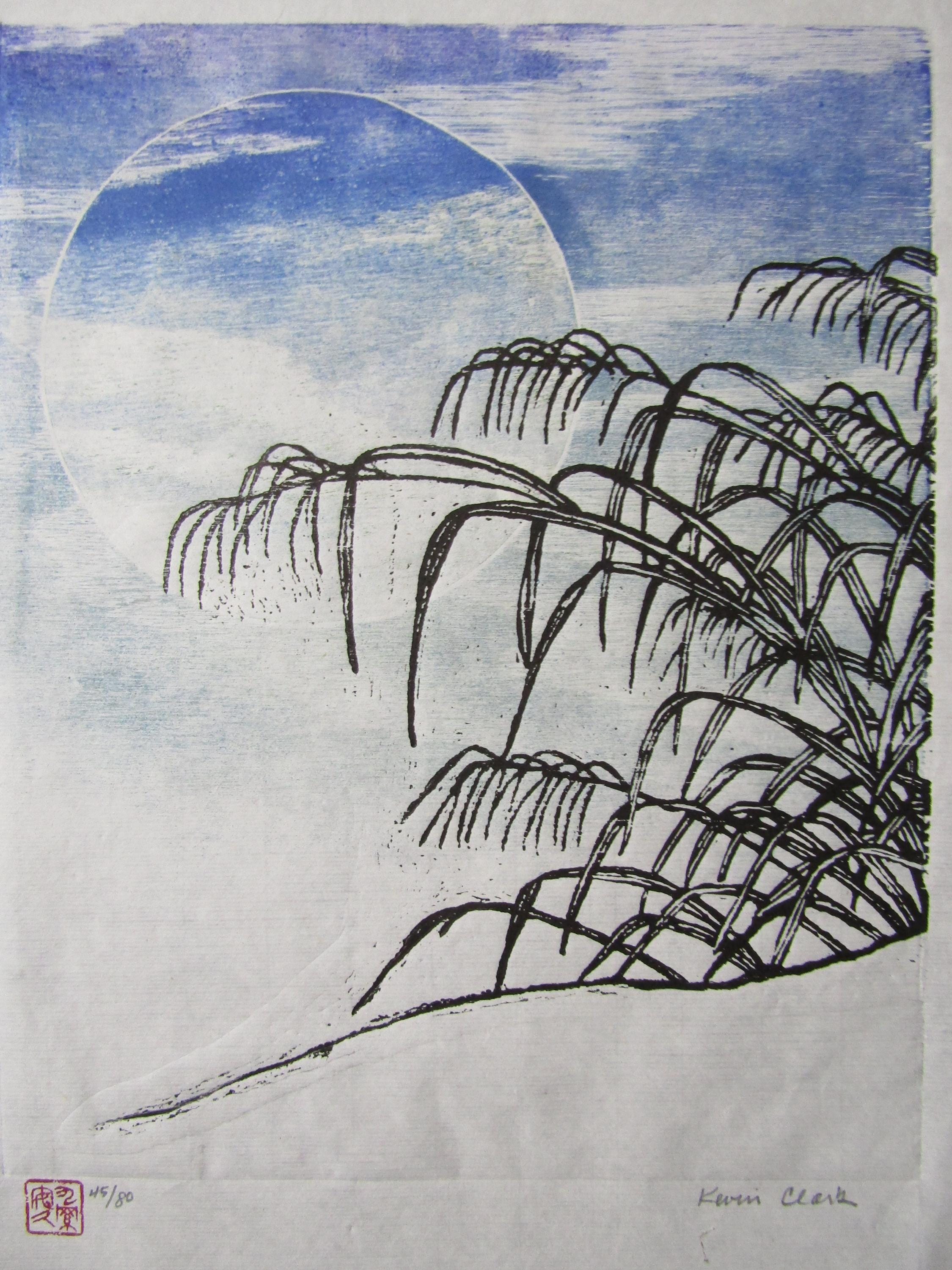 Susuki Japanese Grass Original Hand Carved Woodblock Print Banhua