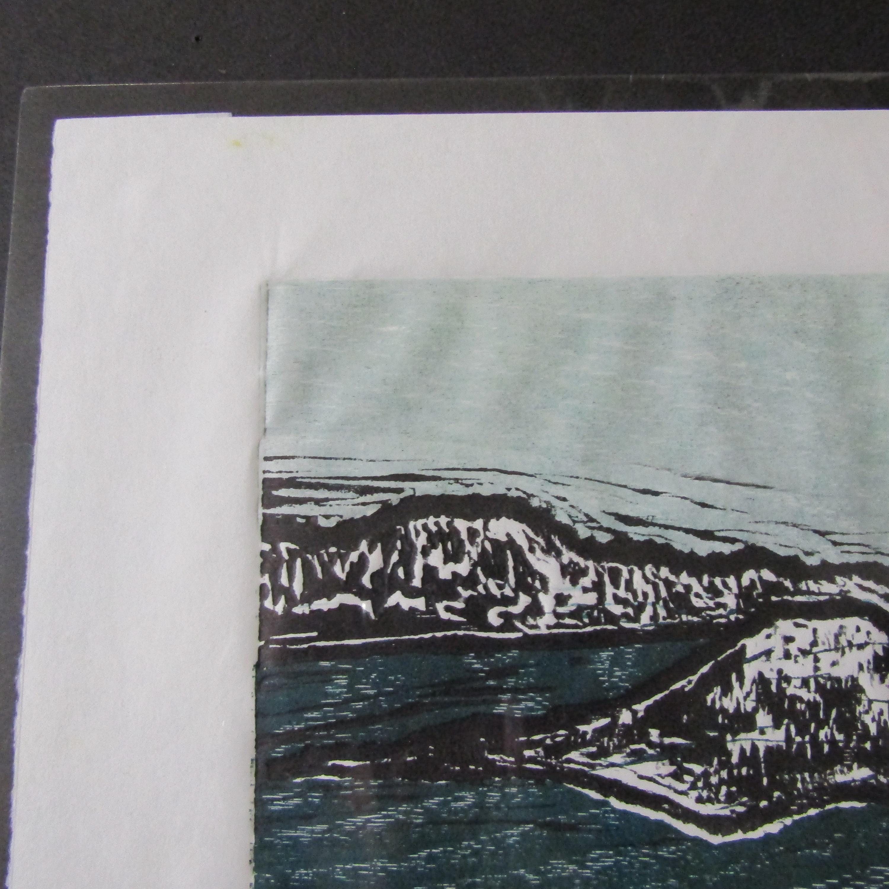 Crater Lake National Park Oregon Modern Hand Carved Woodcut