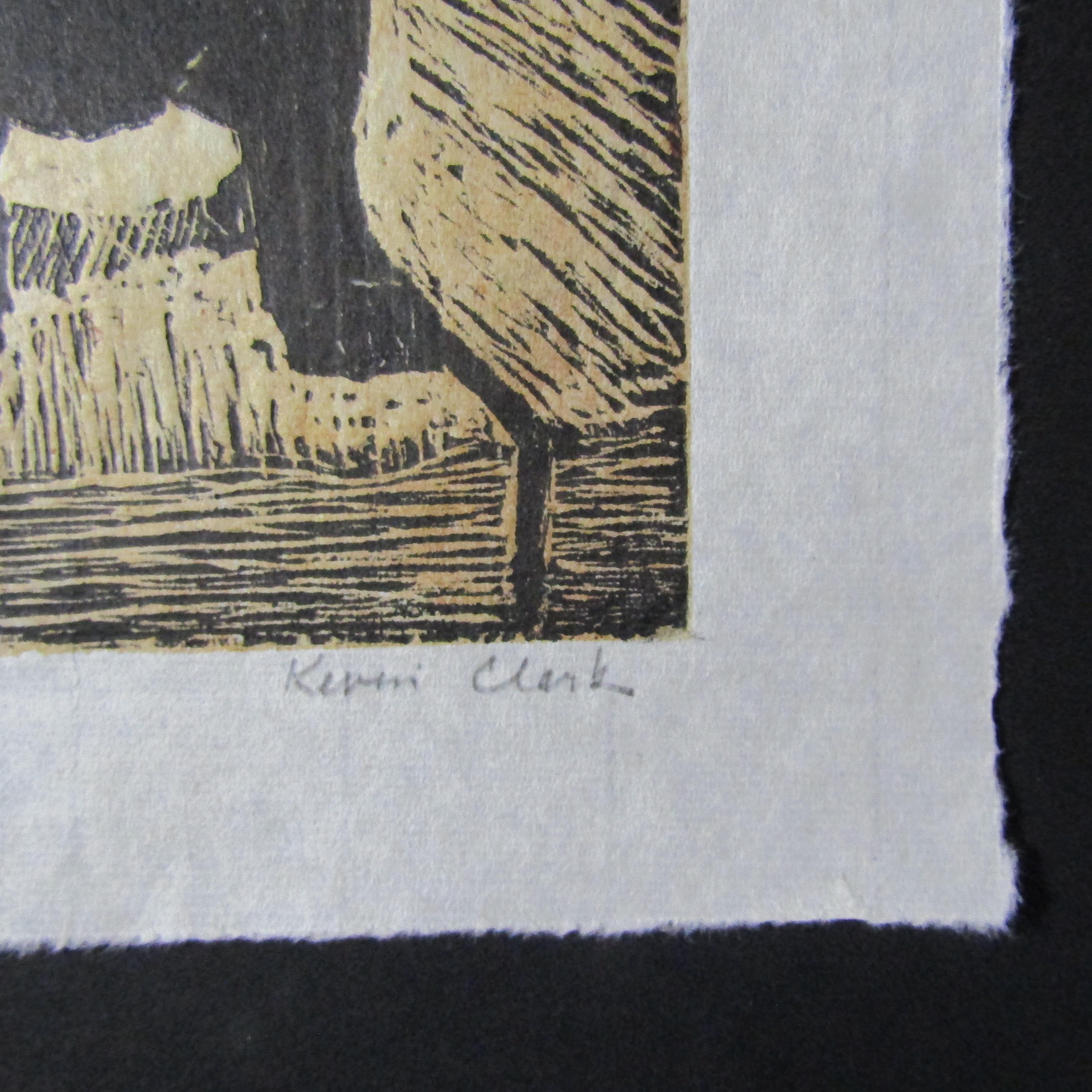 Dachshund Dog Puppy Hand Carved Woodcut Woodblock Print Japanese