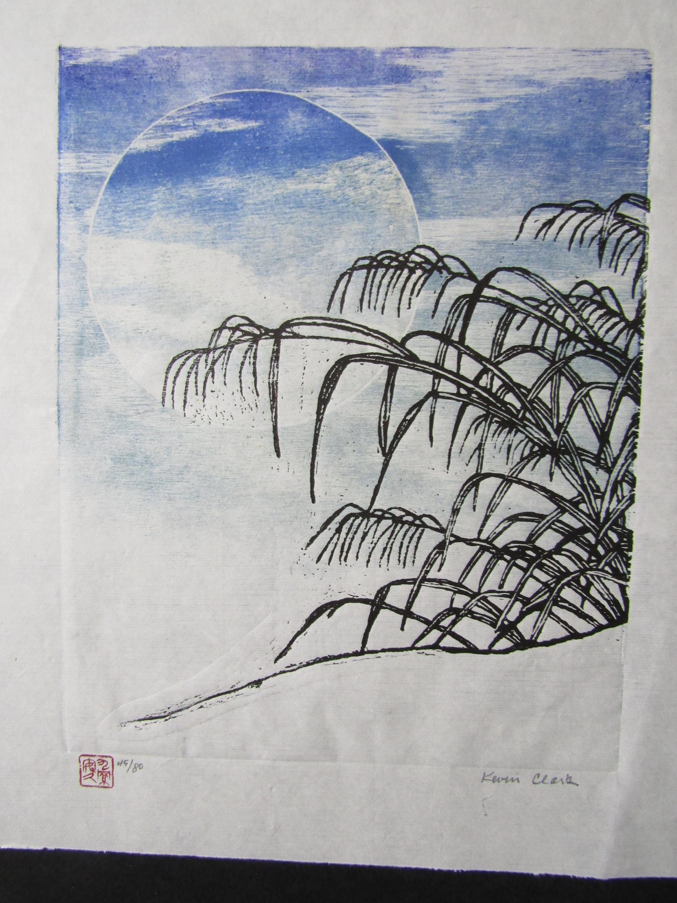 Susuki Japanese Grass Original Hand Carved Woodblock Print Banhua