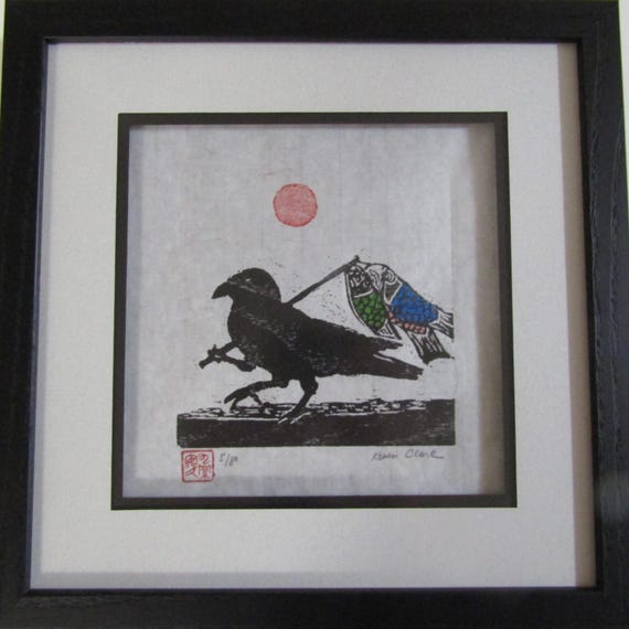 Thisisgallery カラス 絵画 八咫烏カラス 日本画 飛翔する八咫烏