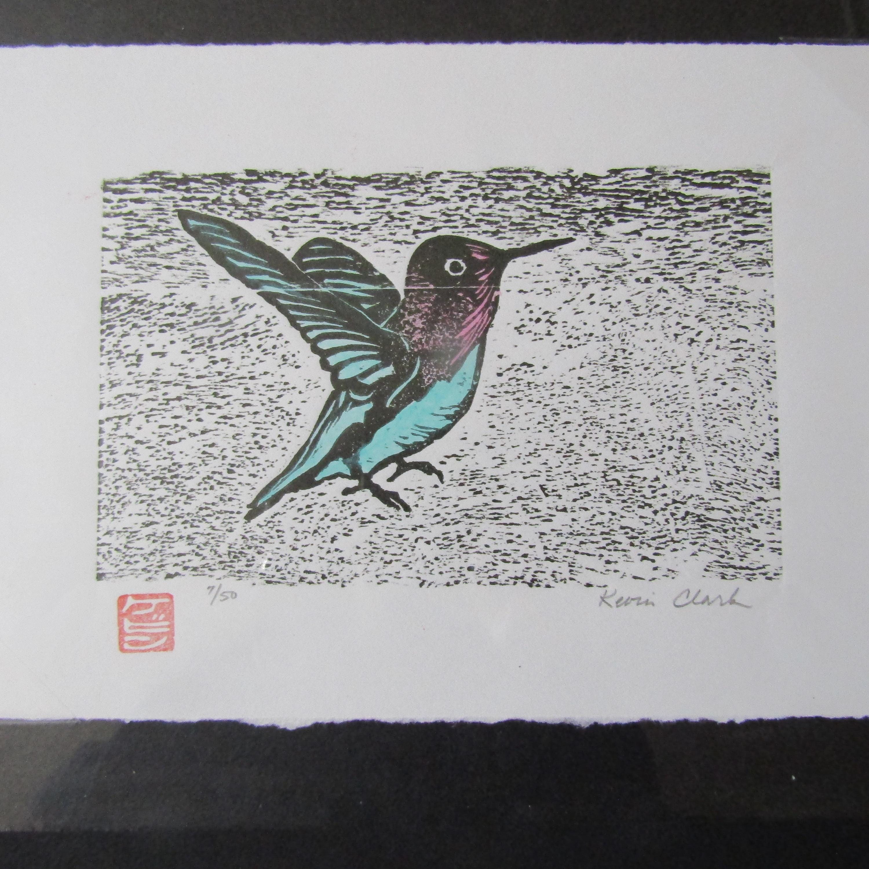 ハチドリ 鳥 木版画 彫刻 木版画 和紙 クラーク署名 - Etsy 日本