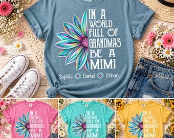 In A World Full Of Grandmas Be A Mimi PNG, Mother's Day PNG, Personalized Grandma Shirt Design, Flower Doodle Watercolor PNG