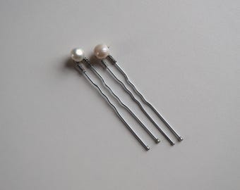 Horquillas de perlas de agua dulce, pasadores minimalistas para el cabello de novia, accesorios de boda hechos a mano