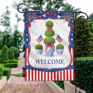 Digitale vlag, patriottische vlag chinoiserietuin, blauwe vormsnoei pot instant vlagbestand, patriottische vlag ALLEEN DIGITAAL