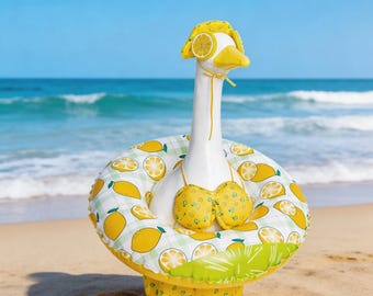 Porch Goose Outfit, Lemon Bikini Porch Goose Outfit, Swim Ring + Swimsuit + Hat, Pool Party Patio Decoration, Summer Pool Party Decor