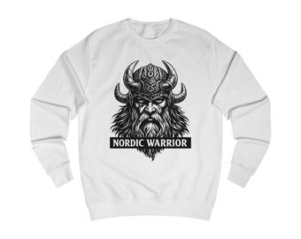 Nordic Warrior Sweatshirt | Valhalla Awaits Viking Helmet Design
