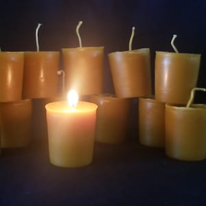 100% Pure Beeswax Votive Candles with Cotton Wick, 12 Pack