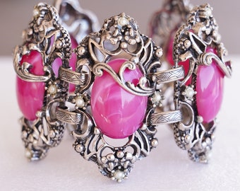 Selro Huge Chunky Pink Victorian Revival Bracelet