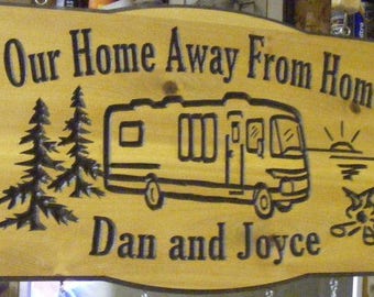 Camping Sign Custom Carved Camping RV-Sign -Cabin-Family Name- Location Sign -