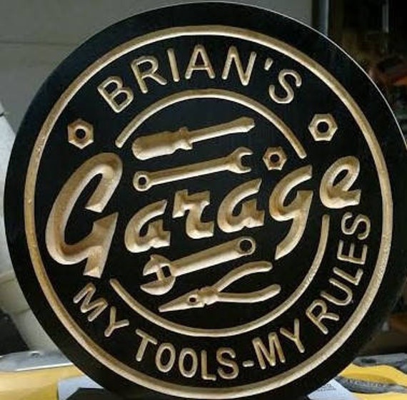 Garage Sign Personalize with your choice of name Circle Etsy
