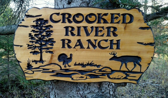 River Lake Lodge Home Cabin Sign 22x12 Cedar Carved Wood Etsy