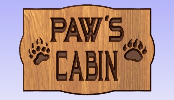 Paw S Cabin Bear Paw Custom Cedar Sign Etsy