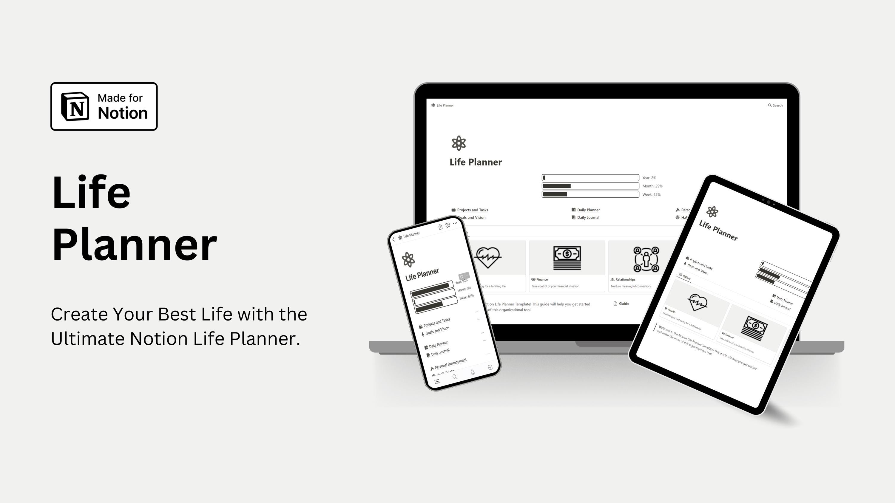 Notion Life Planner Template | All-in-one Second Brain Dashboard ...