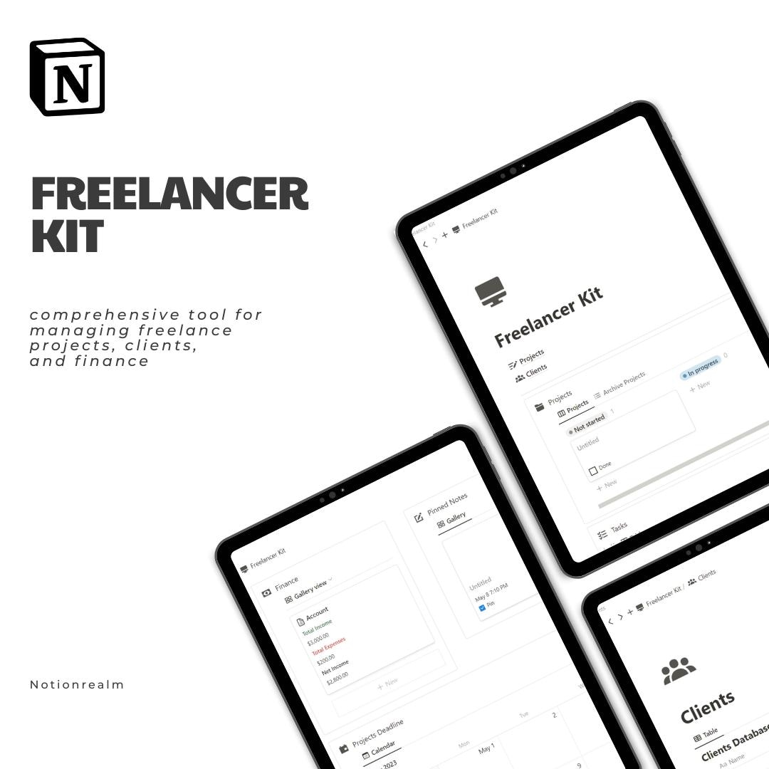 Notion Freelancer Kit Template | All-in-one Client CRM & Project ...