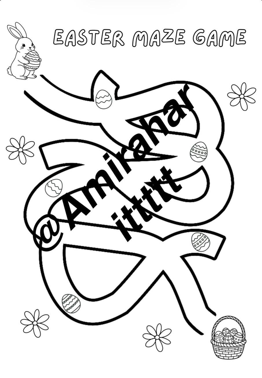 Easter Bunny Maze Coloring Page for Kids, Printable Easter Activity ...