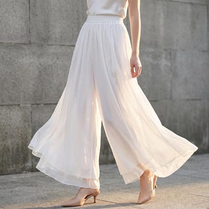 sachin and babi light blue dress Women's Wide Leg Chiffon Dress Palazzo Pants Casual Split Hem Summer  Trousers Party Club Pant at Amazon Women's Clothing store main image 1