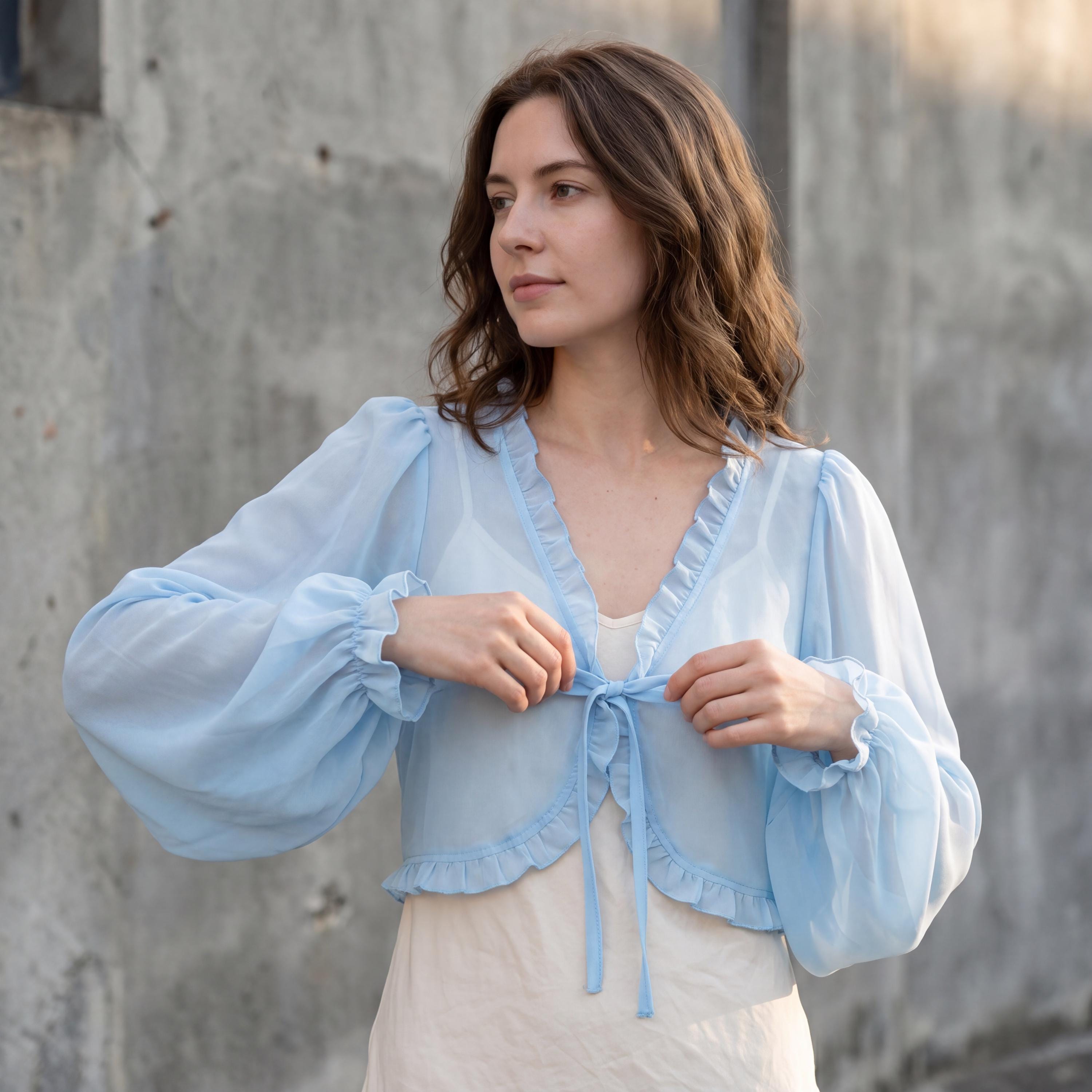 Sheer Tie Front Tops - Etsy