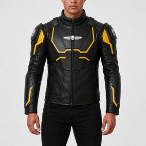 Helldivers 2 B-01 Inspired Leather Jacket | Handmade Futuristic Tactical Armor Cosplay | Sci Fi Gamer Techwear Biker Costume