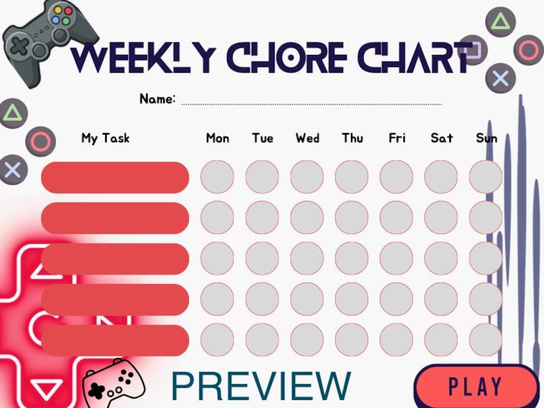 Gaming Reward Bundle | Kids Behavior Chart + Chore Chart + Weekly ...