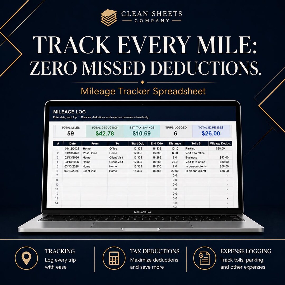 Uber Eats Mileage Tracker Spreadsheet 2026 | IRS Tax Deduction ...