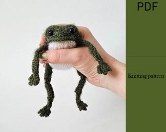 Frog Toad knitting pattern. English PDF.