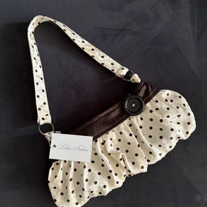 Bolso de hombro con botones / Bolso de seda pura con botones y lunares / Bolso de mano con botones