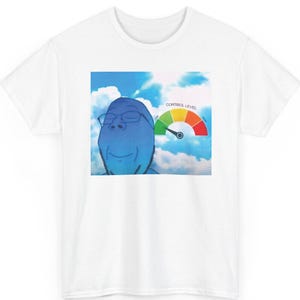 Low Cortisol Wojak Meme T-Shirt | Cortisol Level Gauge Graphic Tee, Stress Free Peace Meme Shirt, Gen Z Brainrot Health Humor Top