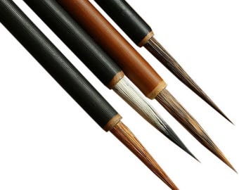 4 Chinese Painting Brushes Set Bamboo Handle Fine Line Brush for Art Drawing