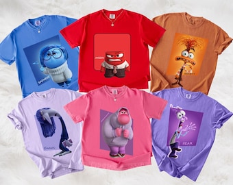 Comfort Colors® Inside Out Character Shirt, Custom Emotion Name Tee, Disney Inspired Emotions Graphic T-Shirt, Personalized Gift for Kids
