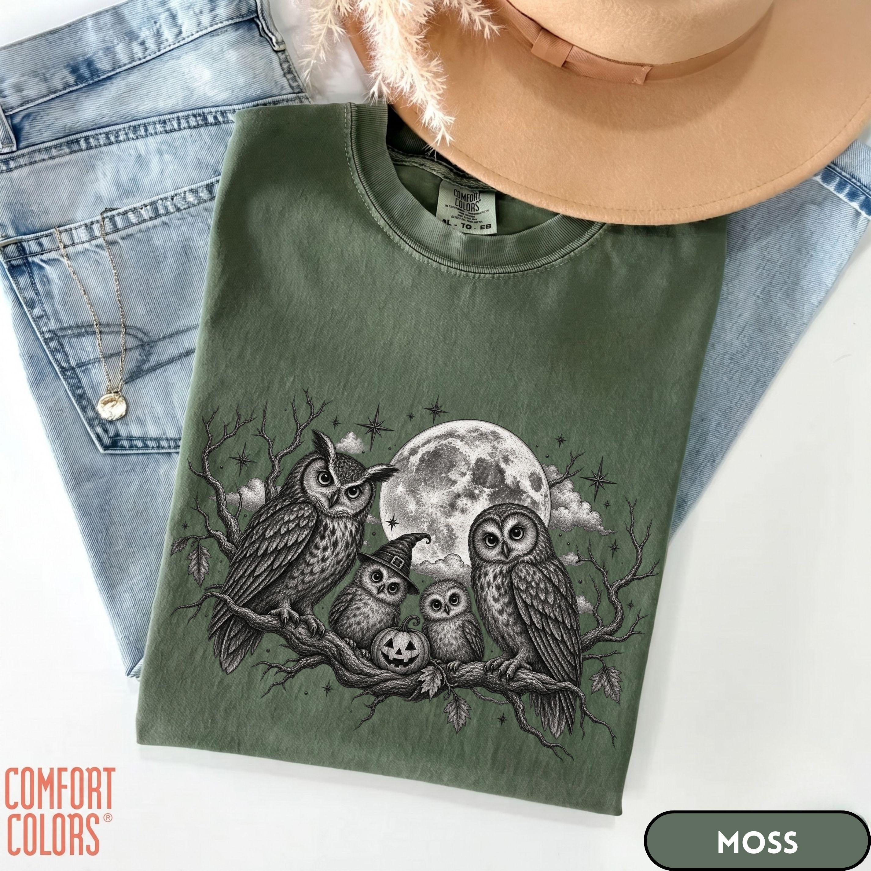 Comfort Colors&reg; Halloween Owl Family Shirt, Spooky Moon Owl Tee, Witchy Pumpkin Owl Graphic, Got