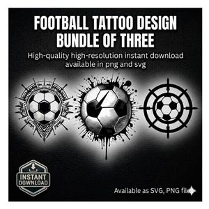 Football Tattoo Svg Bundle, Soccer Shirt Design Svg, Sports Clipart for Cricut, Football Ink Splatter Png, Geometric Soccer Svg, linework