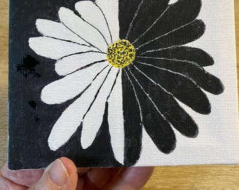 Daisy, Daisy   Original  5x5 watercolor painting on stretched cotton canvas