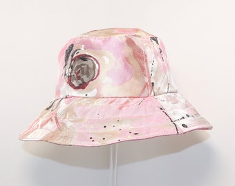 Pink Floral Brocade Bucket Hat