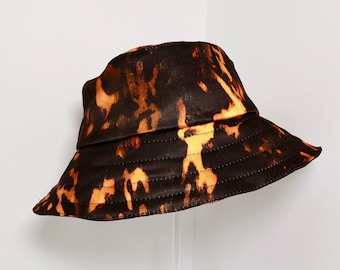 Black and Orange Abstract Fire Print Bucket Hat