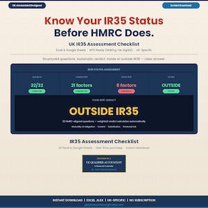 UK IR35 Assessment Checklist | 32 Questions Auto Verdict | Excel