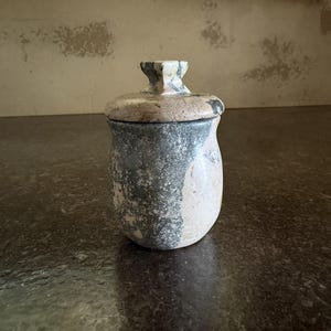 Lidded Stone Vessel - Hand -Turned with Faceted Knob
