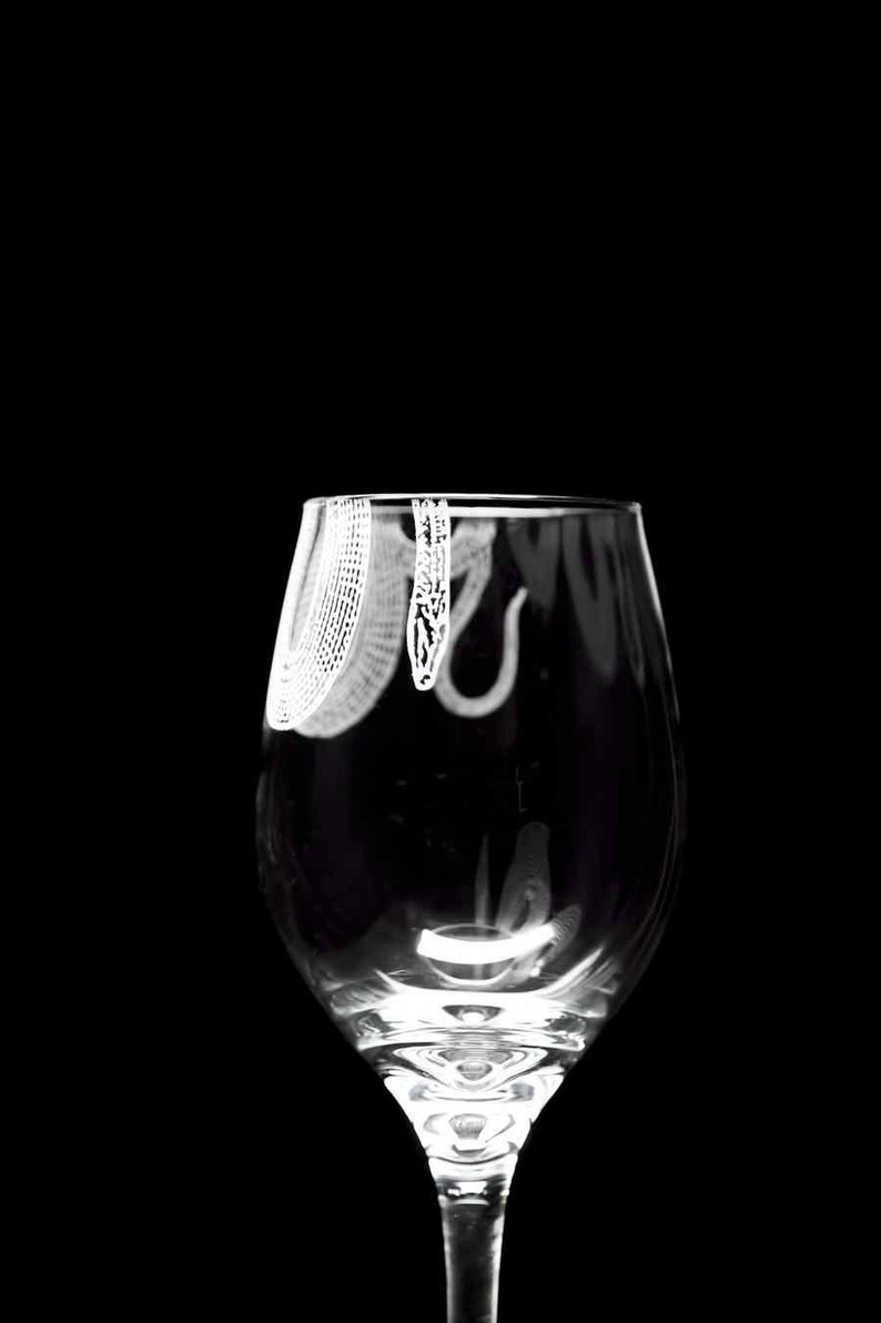 Etched Wine Glasses / Set of two glass snake Etsy