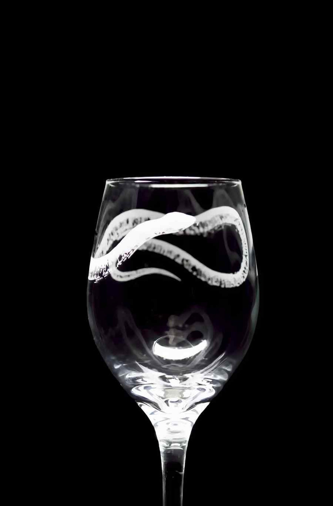 Etched Wine Glasses / Set of two Snake S2 Etsy