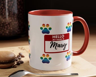 Custom Pet Name Mug – Paw Print Wrap Coffee Cup | Personalized Dog Cat Lover Ceramic Gift