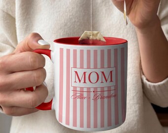 Stripe Mug Custom Kids Names Mama Mug, Mothers Day Gift, Stripe Coffee Cup, Personalized for Mom, New Mom Gift, First Time Moms, Custom Gift