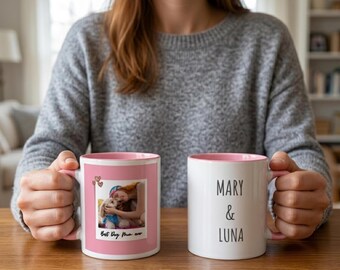 Personalized Pet Portrait Mug – Custom Dog Cat Photo & Name | Artistic Ceramic Coffee Cup Gift| Dog Mom Cat Mom Gift