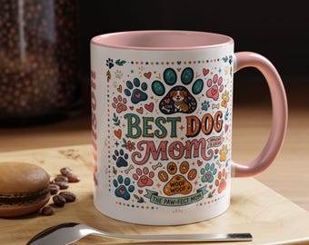 Best Dog Mom groovy | Mug Personalized Name Accent Coffee Mug | Groovy Dog Gift | Custom Dog Lover Mug | Dog Lover Gift | Cup Dog Mom