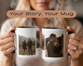 Custom Photo Collage Mug, Your Photo, Your Text, Personalized Photo Mug, Custom Coffee Cup Gift for Family and Friend, Memory Keepsake