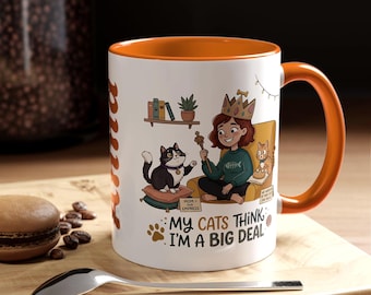 My Cats Think| Mug Personalized Name Accent Coffee Mug | Funny Cat Lady Gift | Custom Cat Lover Mug | Cat Lover Gift | Cat Cup Cat Mom