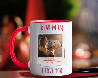 Personalized Pet Portrait Mug| Custom Dog Cat Photo & Name | Artistic Ceramic Coffee Cup Gift| Mom Gift