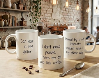 Funny Cat Mom Mug – Cat Lover Gift | Choose English or Spanish Phrase | Novelty Coffee Cup Cat Owner