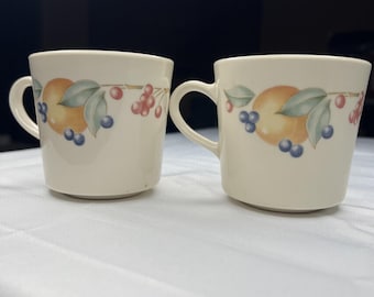 Vintage Corelle by Corning - Abundance Pattern Coffee Mug Tea Cup Set of 2 GUC