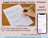 Printable Monthly Budget Planner – Simple Spending Tracker (PDF Download)